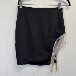 Hey Samy Y2K Glam Asymmetrical Satin Mini Skirt Size L Clubwear Disco Night Out